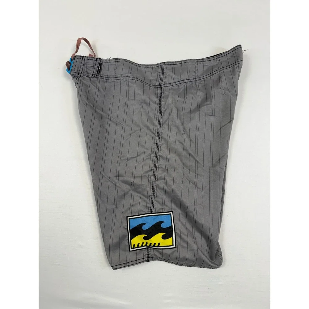 Billabong‎ Mens Grey Pinstripe Board Shorts Cargo Pocket Swim Trunks Size 38